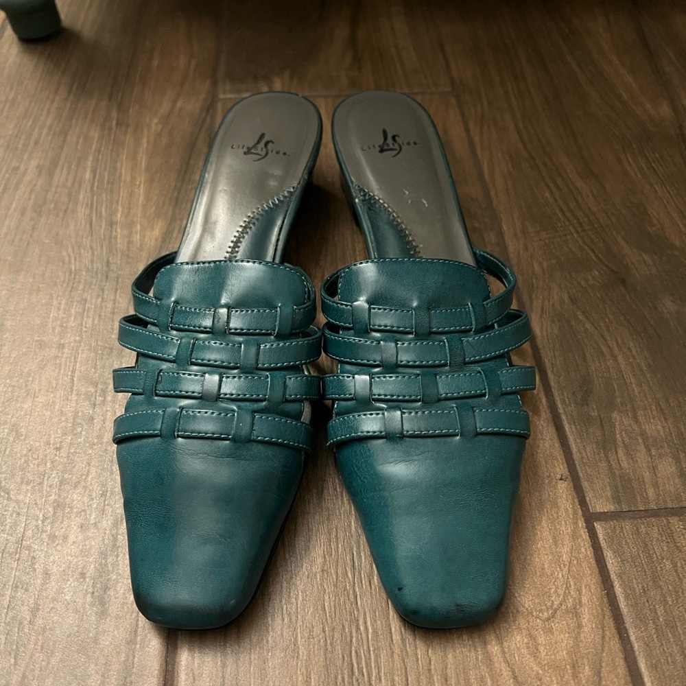 Stylish Teal Leather Mules by Life Stride